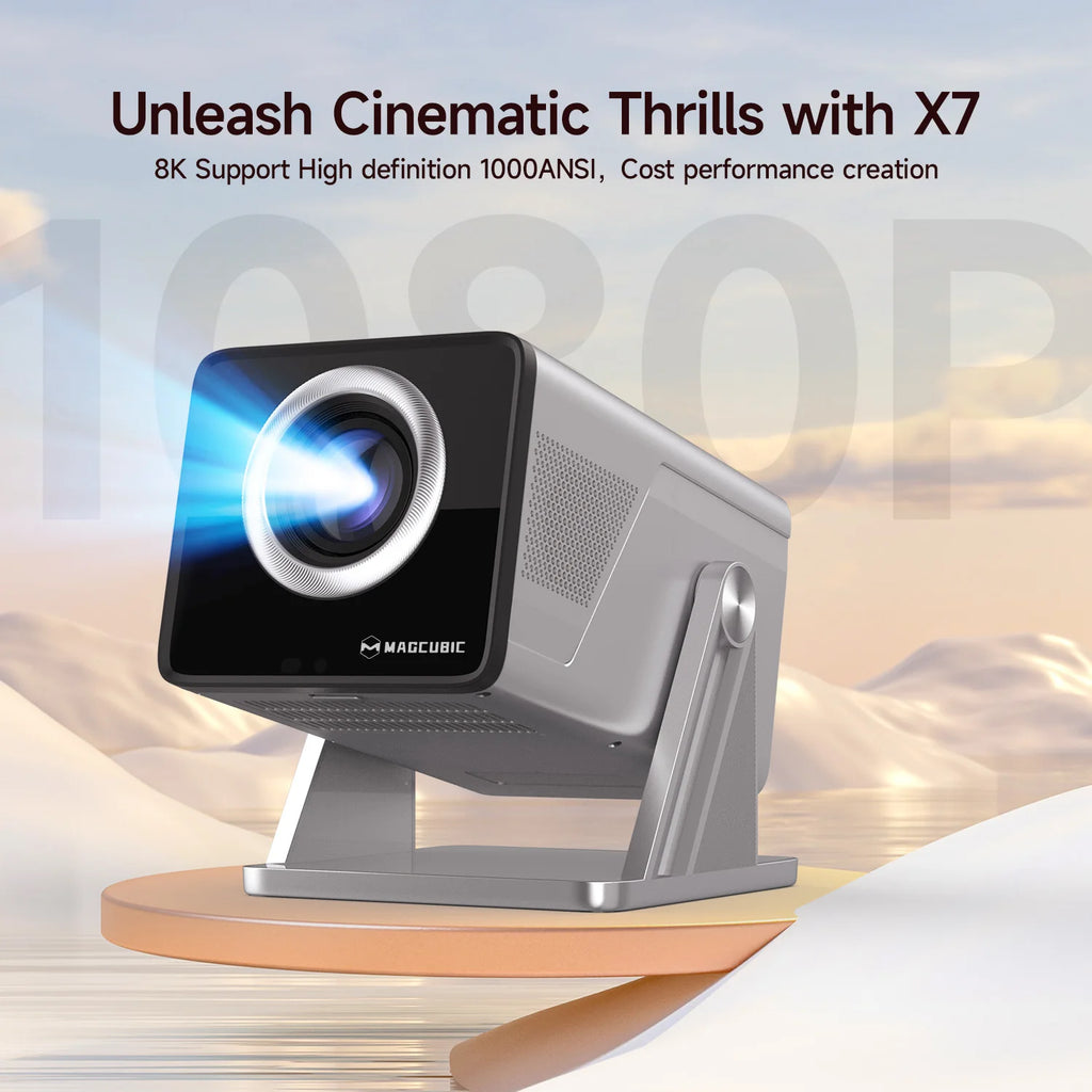 Magcubic X7 Projecteur Android 14 1080P 8K 1000 ANSI Autofocus WiFi 6 BT 5.4 Son 5W Ratio 1,08:1 – CLEVI Paris