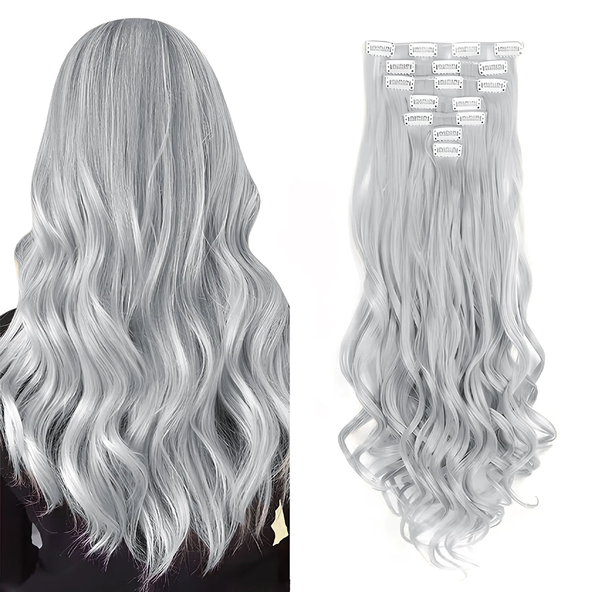 Extensions à clips synthétiques ondulées 22 pouces – CLEVI Paris