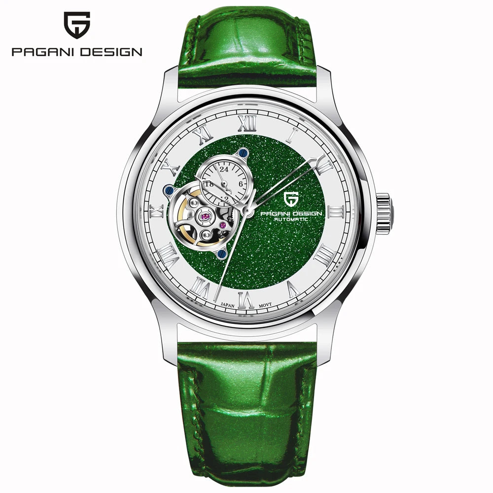 Montre Homme Automatique Tourbillon NH39A Chiffres Romains Saphir AR Cuir Pagani Design PDYS015 – CLEVI Paris