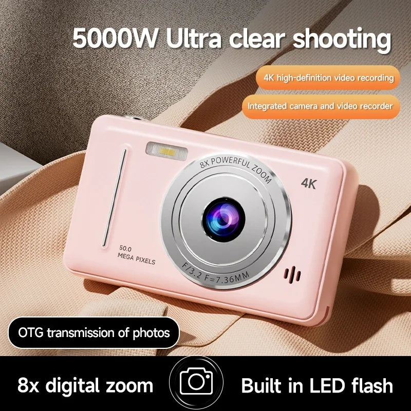 Appareil Photo Numérique 4K Rétro CCD – 50 MP, Double Flash & Autofocus – CLEVI Paris