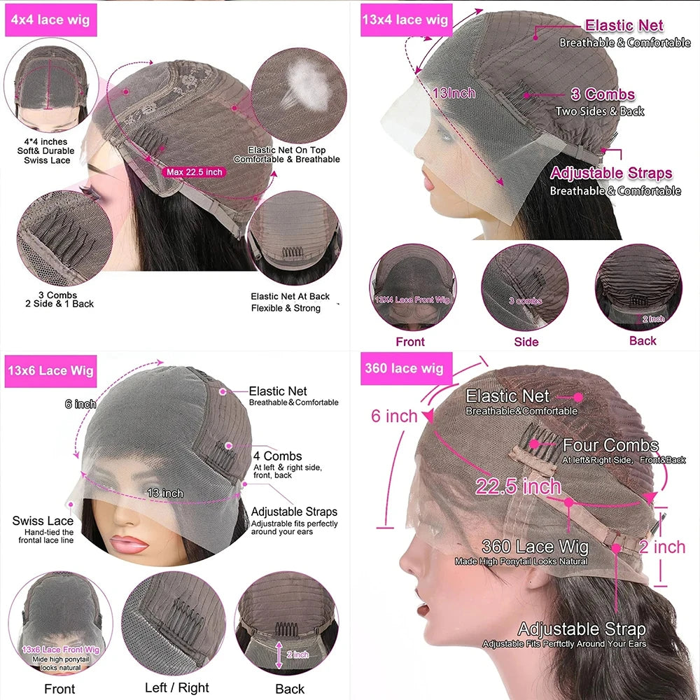 Perruque HD Lace Bone Straight Cheveux Humains Brésiliens Remy – 360 / 13x6 / 13x4 / 6x6 / 4x4 – CLEVI Paris