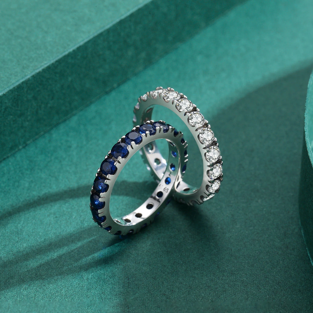 Bague Zircon Cubique Bleu Argent 925 Empilable – CLEVI Paris