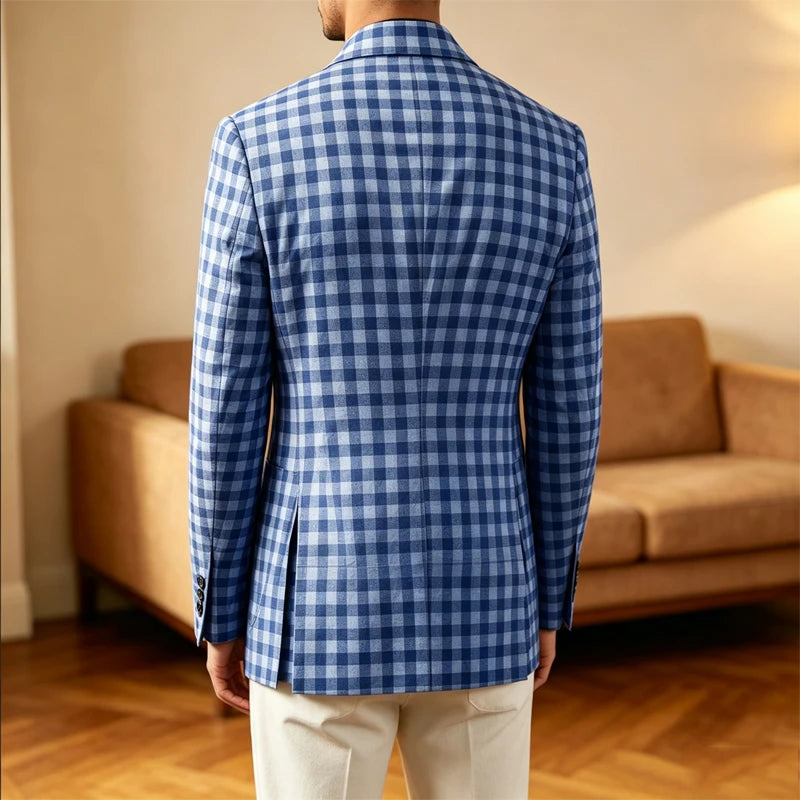 Blazer homme à carreaux coupe ajustée – CLEVI Paris