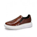 Sneakers Cuir Véritable Effet Crocodile Homme Marron & Noir – Tailles 38-50 – CLEVI Paris