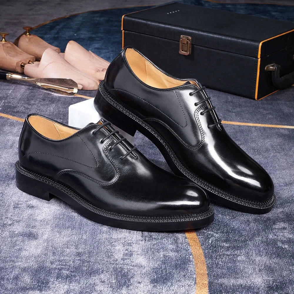 Derby Homme Cuir Vachette Lisse Bout Rond Imperméable | Business Mariage EU 39-46