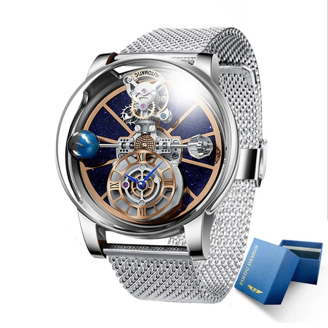 Montre Homme Quartz Ciel Étoilé Verre Courbé Transparent Cuir 10 Bar – CLEVI Paris