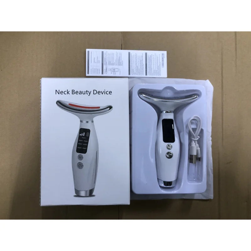Masseur Visage & Cou LED 7 Couleurs – Luminothérapie, Vibration Sonique, Lifting & Anti-Rides – 7 Modes 3 Niveaux