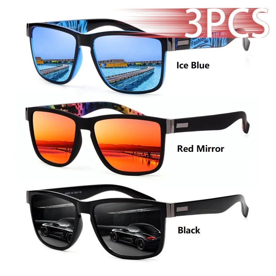 Lot 3 Lunettes de Soleil Carrées Unisexe UV400 Colorées Outdoor – CLEVI Paris
