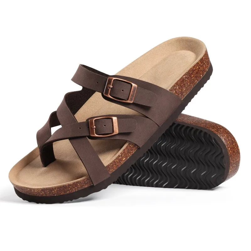 Sandales Femme Semelle Liège Soutien Plantaire Boucle Ajustable – CLEVI Paris