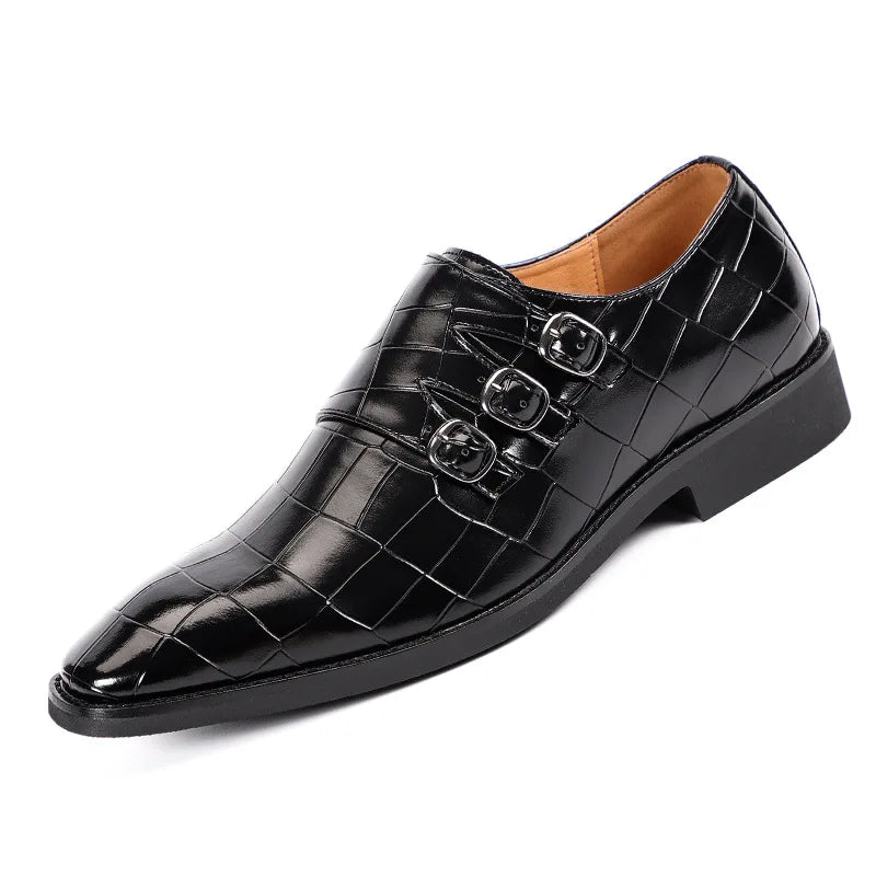 Oxford Homme Cuir Bout Carré Boucle Bureau Mariage | 5 Coloris EU 38-48