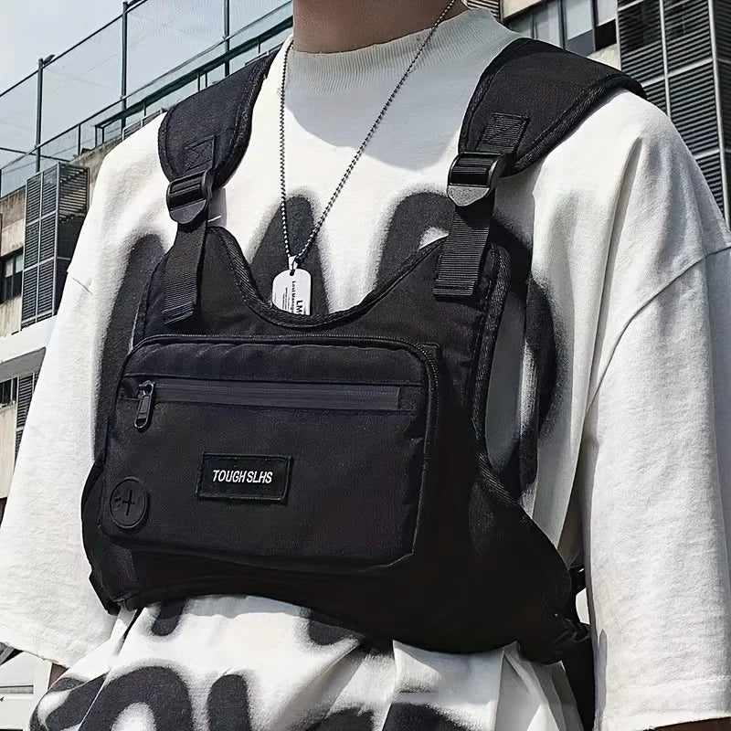 Sac Poitrine Banane Homme Oxford — Streetwear Hip-Hop, Grande Capacité, Tactique, Noir | CLEVI Paris