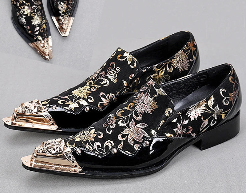 Derby Homme Cuir Véritable Motif Paisley Embout Métal Bout Pointu – 16 Coloris, EU 36-49 – CLEVI Paris