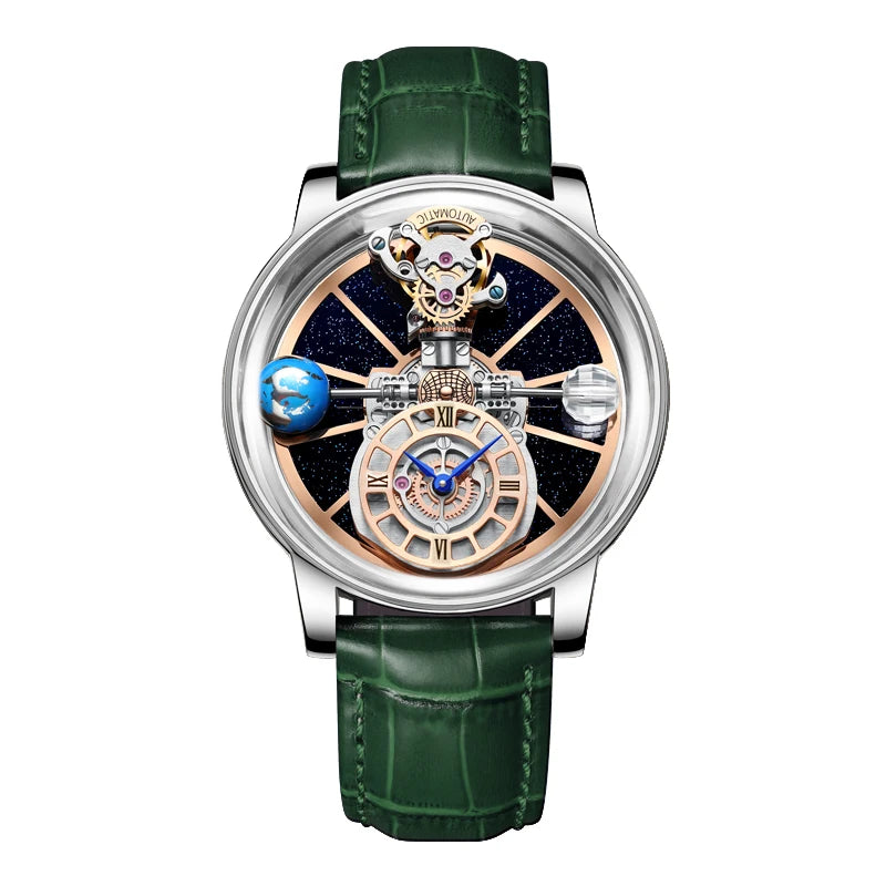 Montre Homme HAEMMER Celestial – Boîtier Transparent, Bracelet Cuir Quartz
