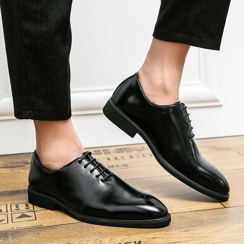 Brogue Homme Semelle Rouge Lacets Bout Rond Business Formel 2 Coloris – CLEVI Paris
