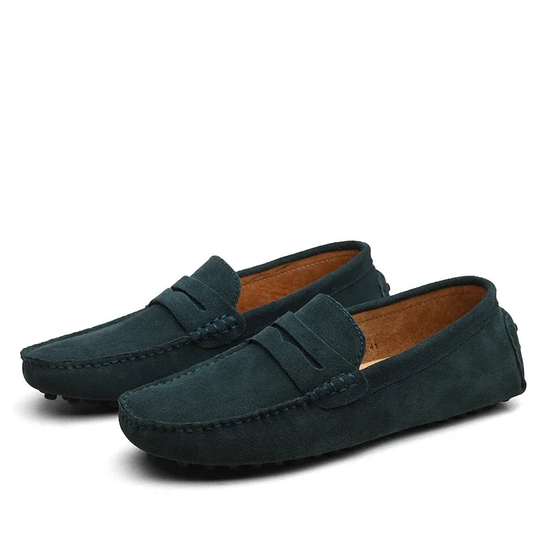 Mocassins Homme Cuir Suède Véritable – Chaussures Casual Conduite Slip-On