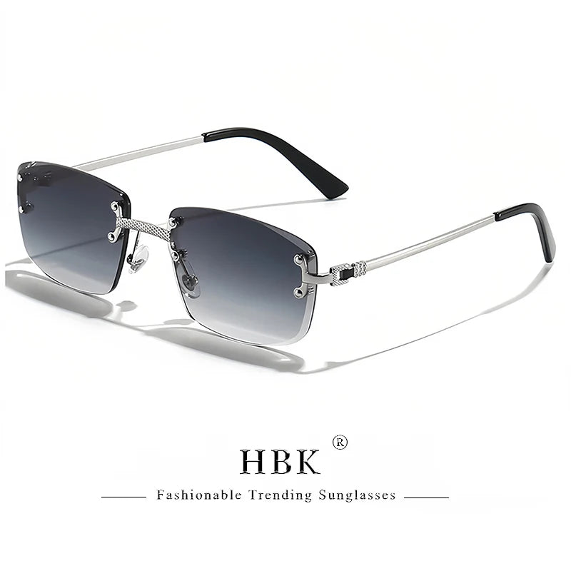 Lunettes de Soleil Carrées Sans Monture Femme HBK – Verres Dégradés UV400 – CLEVI Paris
