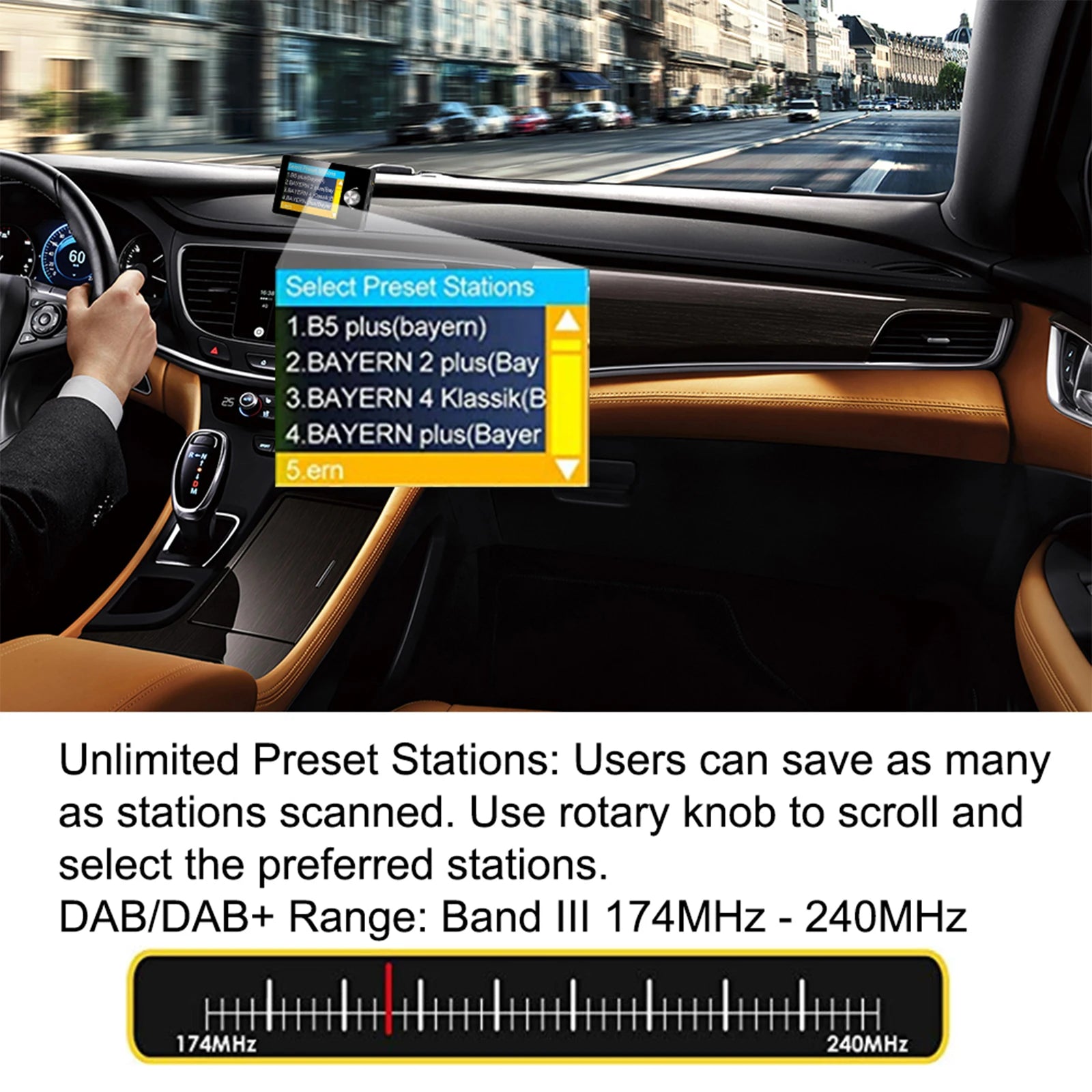 Adaptateur DAB+ Voiture Ezonetronics – Écran 2,8" Couleur, Bluetooth, Transmetteur FM, Carte TF 64Go, Appel Mains Libres