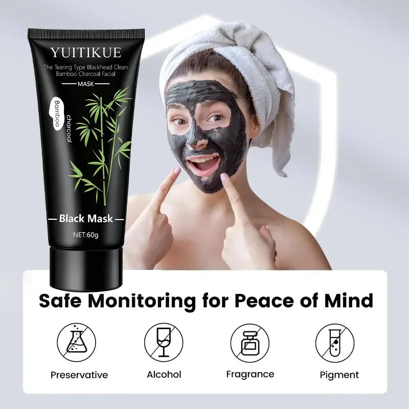 Masque Peel Charbon de Bambou YUITIKUE – Nettoyage Profond, Anti-Points Noirs & Peau Nette 60g