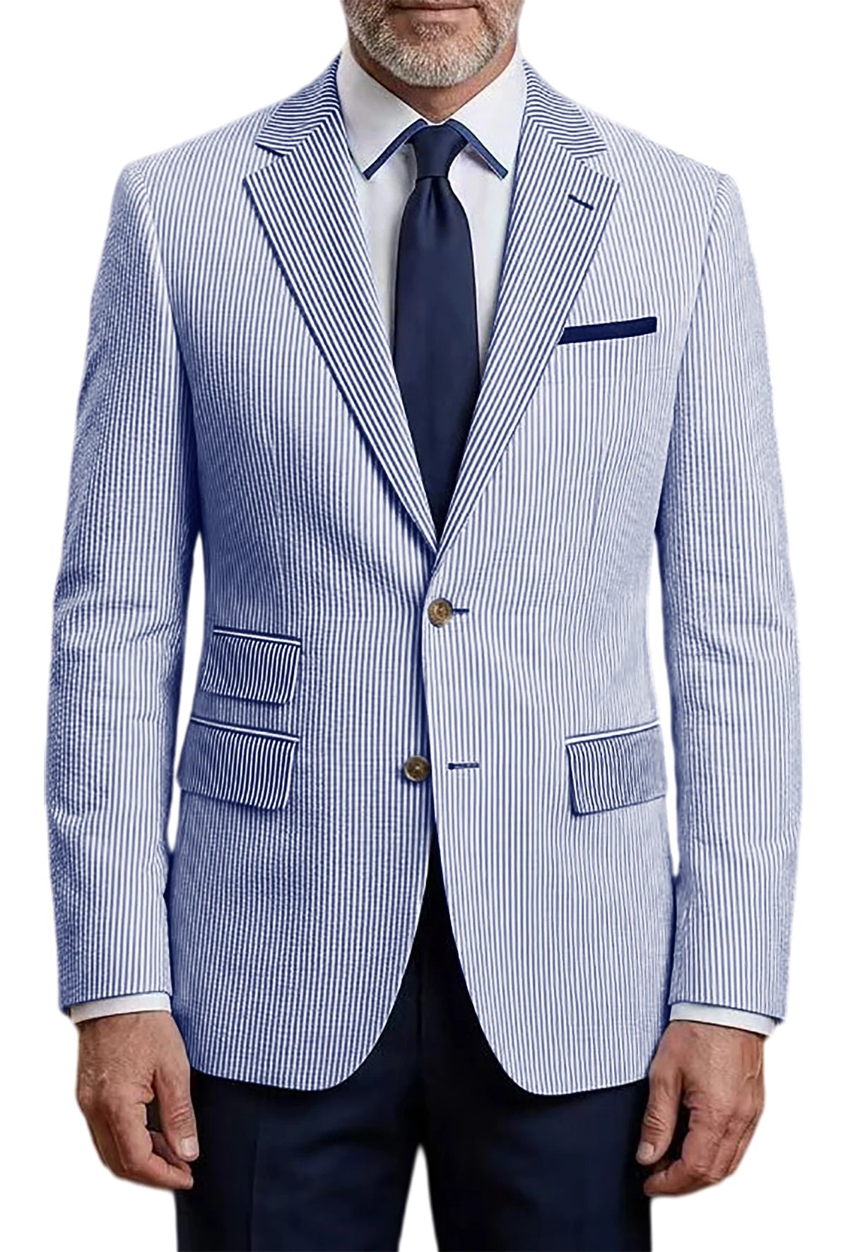 Blazer homme rayé en seersucker – CLEVI Paris
