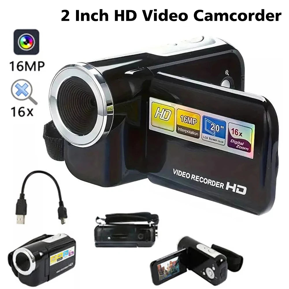 Caméra Numérique 1080p 16MP – Écran Rotatif 2", Zoom 16x, Lumière Fill Light, Vlog & Enfants – CLEVI Paris