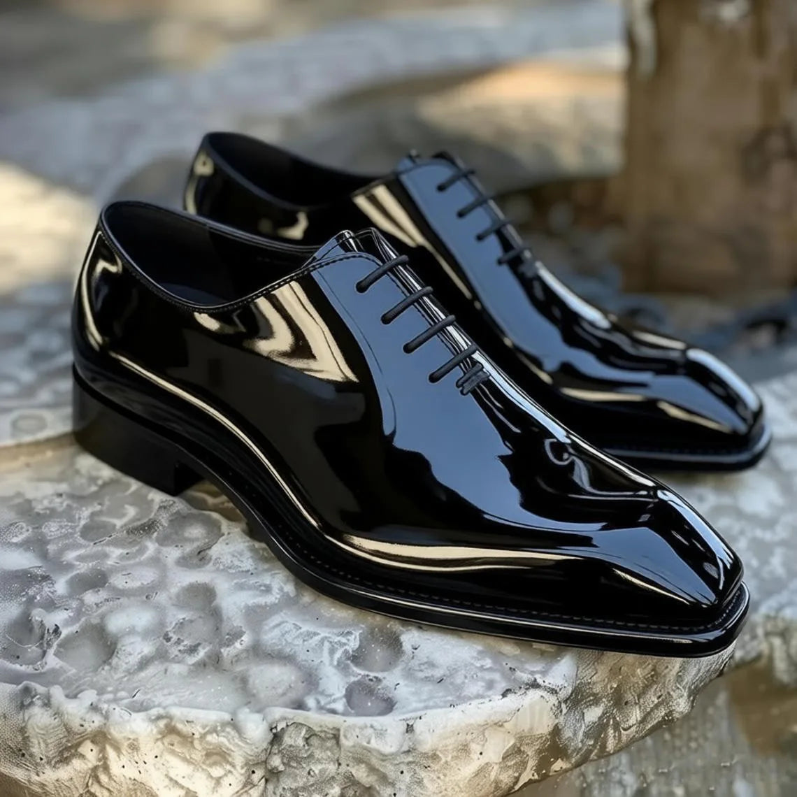 Oxfords Homme Cuir Verni Bout Carré – CLEVI Paris