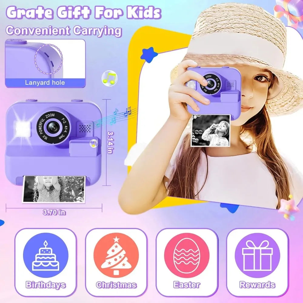 Appareil Photo Instantané Enfant 48MP – Impression Thermique, Écran 2.4", Vidéo 1080P