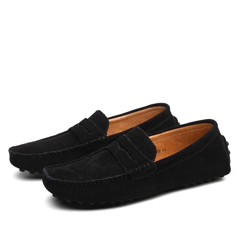 Mocassins Homme Cuir Suède Véritable – Chaussures Casual Conduite Slip-On