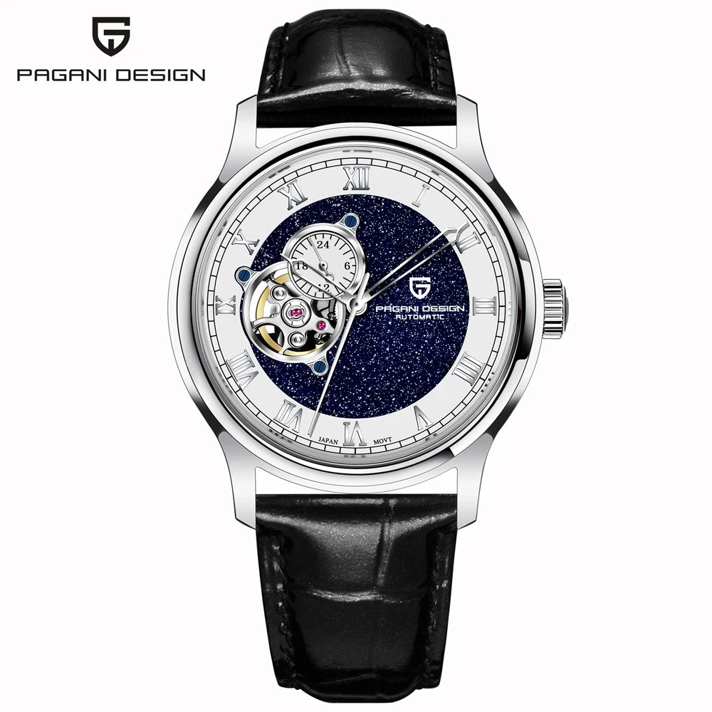 Montre Homme Automatique Tourbillon NH39A Chiffres Romains Saphir AR Cuir Pagani Design PDYS015 – CLEVI Paris
