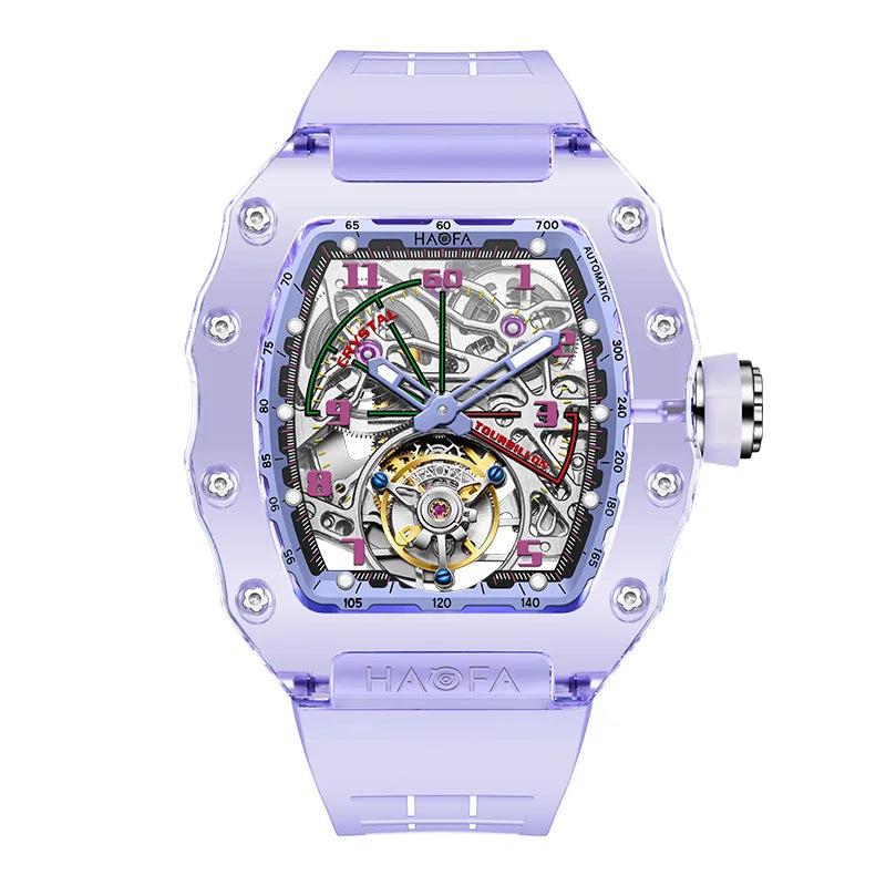 Montre Homme Tourbillon Volant HAOFA 2210 – Boîtier Cristal Transparent Double Ressort Réserve 72h Édition Limitée – CLEVI Paris