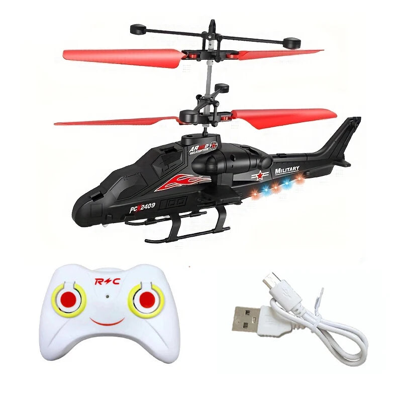 Hélicoptère Télécommandé Infrarouge LED – 2 Canaux, Charge USB, Jouet Enfant 6-12 ans