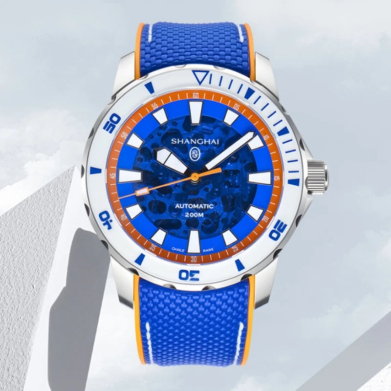 Montre Shanghai SH023 – Automatique Miyota 8N24, Diver 200M, Verre Saphir, Acier 316L 41,5 mm, Lunette Lumineuse – CLEVI Paris