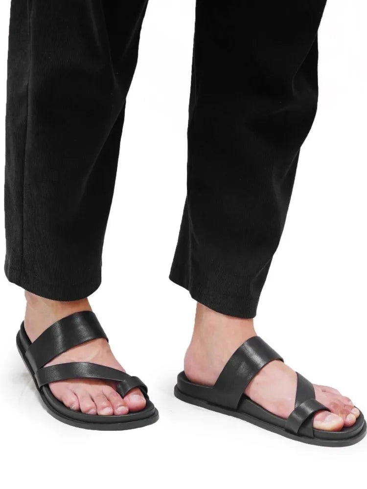 Claquettes Homme Cuir de Vache Véritable Bout Pincé Plage & Leisure – CLEVI Paris