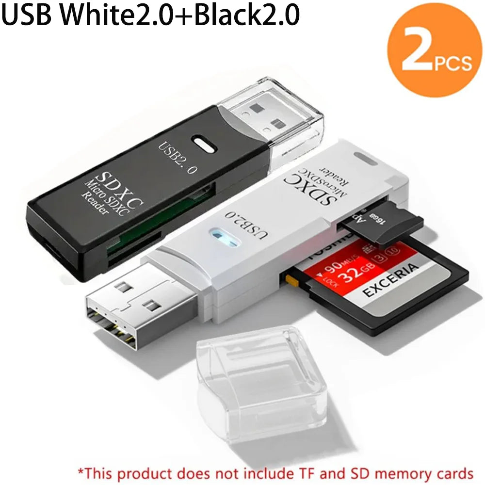 Lecteur de Cartes USB 2-en-1 – SD/TF, USB 2.0 & 3.0, Hub 4 Ports, PC & Laptop
