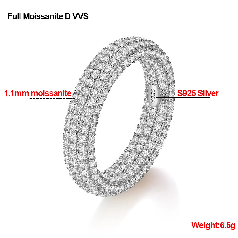 Bague Mixte ROBUKF RMR-016 – Full Moissanite ou Zircon 1,1mm, Argent 925 Plaqué Or 18K, Coupe Brillante, Tailles 5-12 – CLEVI Paris