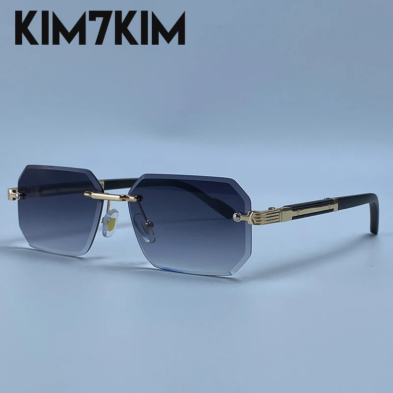 Lunettes de Soleil Sans Monture Rectangulaires Homme – Style Punk Vintage Géométrique Verres Dégradés UV400 – CLEVI Paris