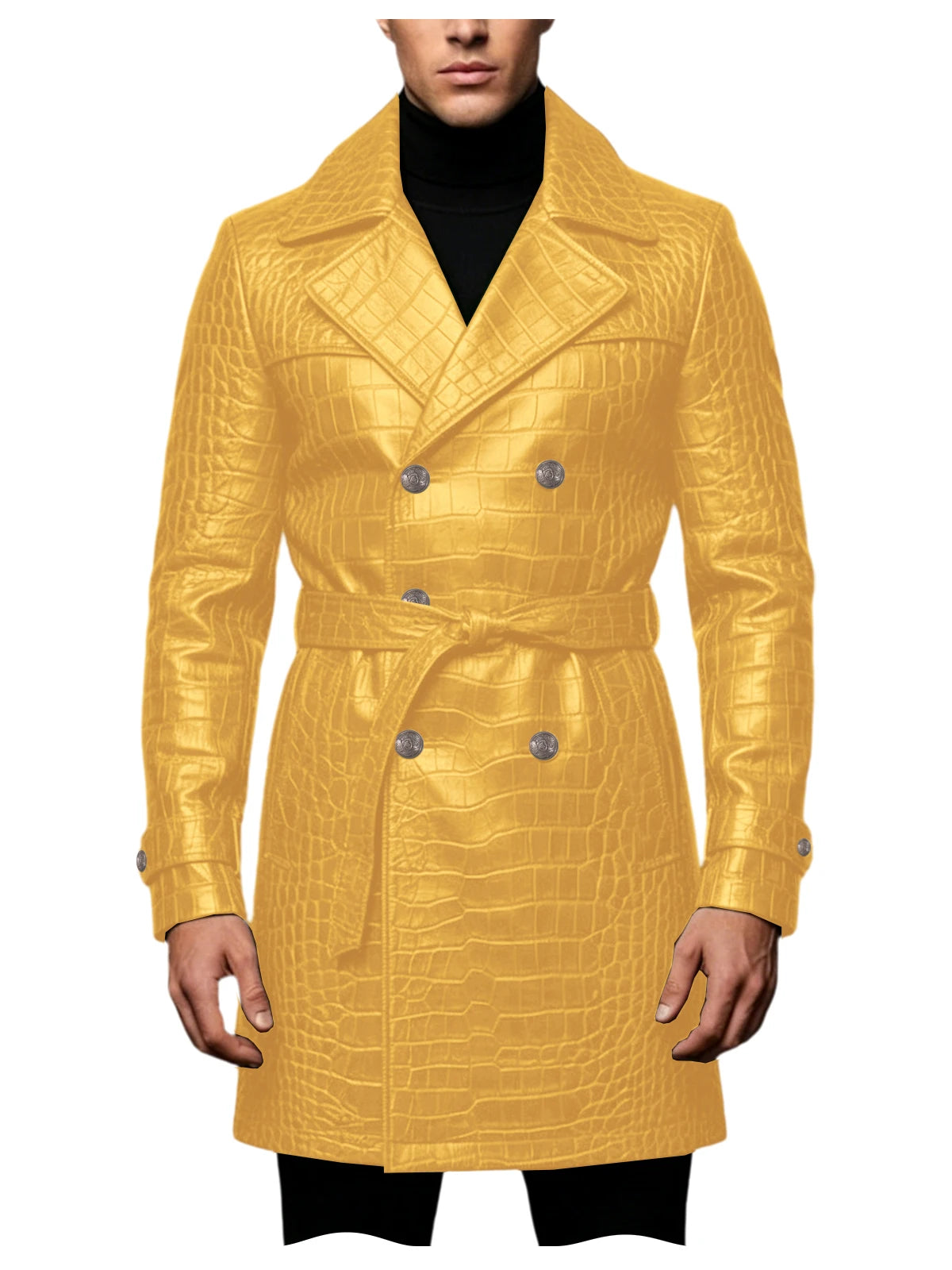 Manteau homme effet croco double boutonnage – CLEVI Paris