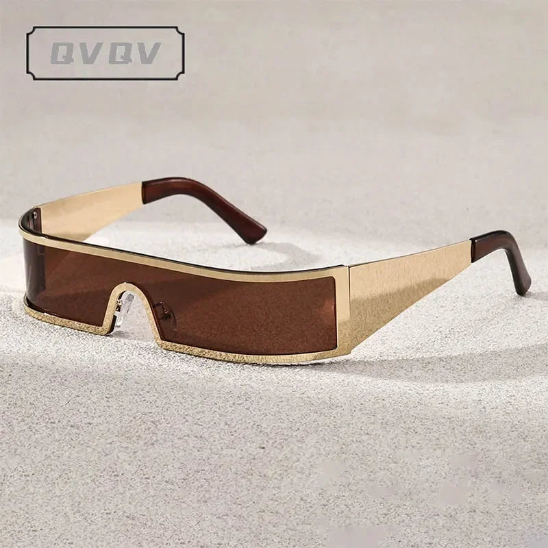 Lunettes de Soleil Steampunk QVQV – Monture Rectangulaire Y2K Unisexe