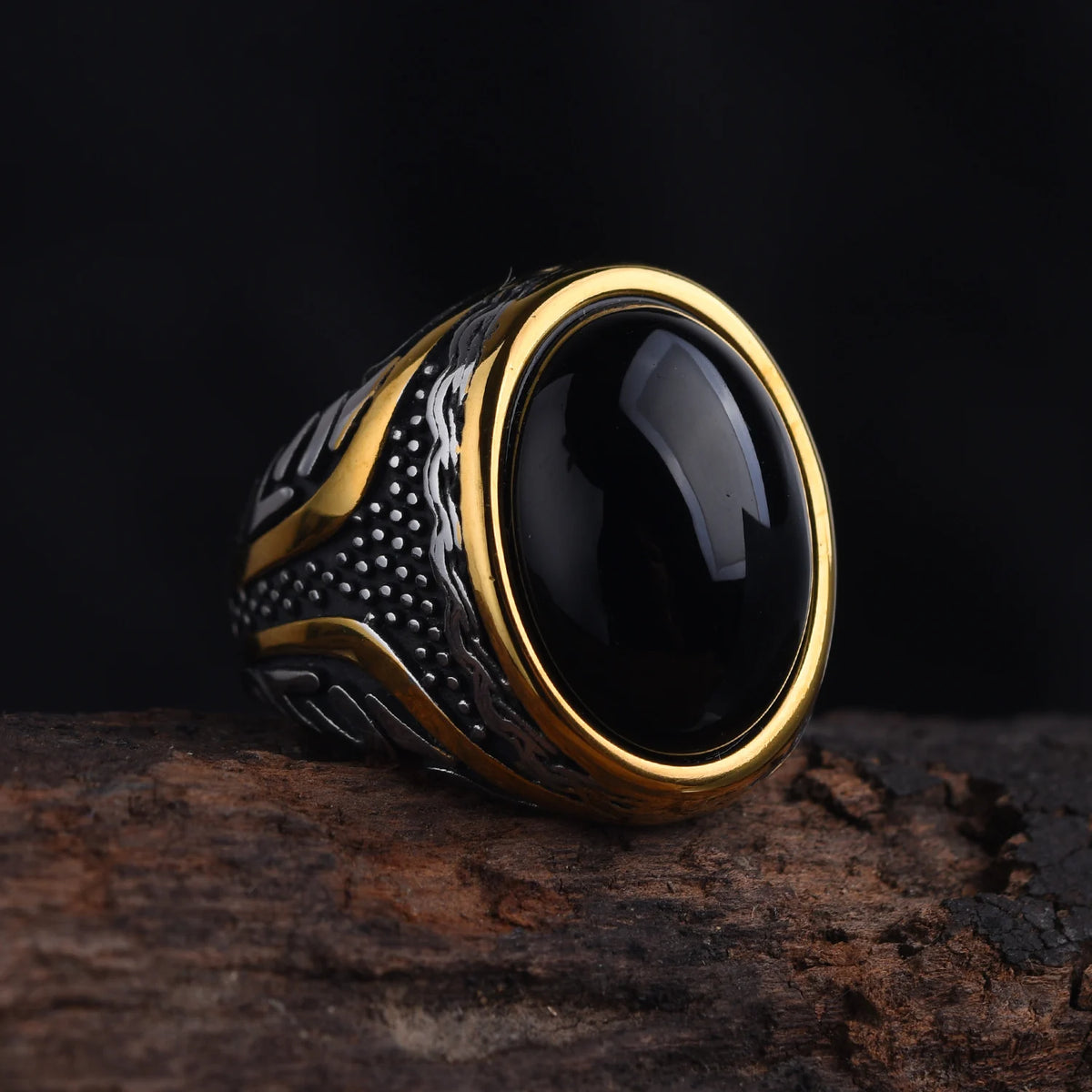 Bague Homme Pierre Acier Inoxydable Vintage – CLEVI Paris