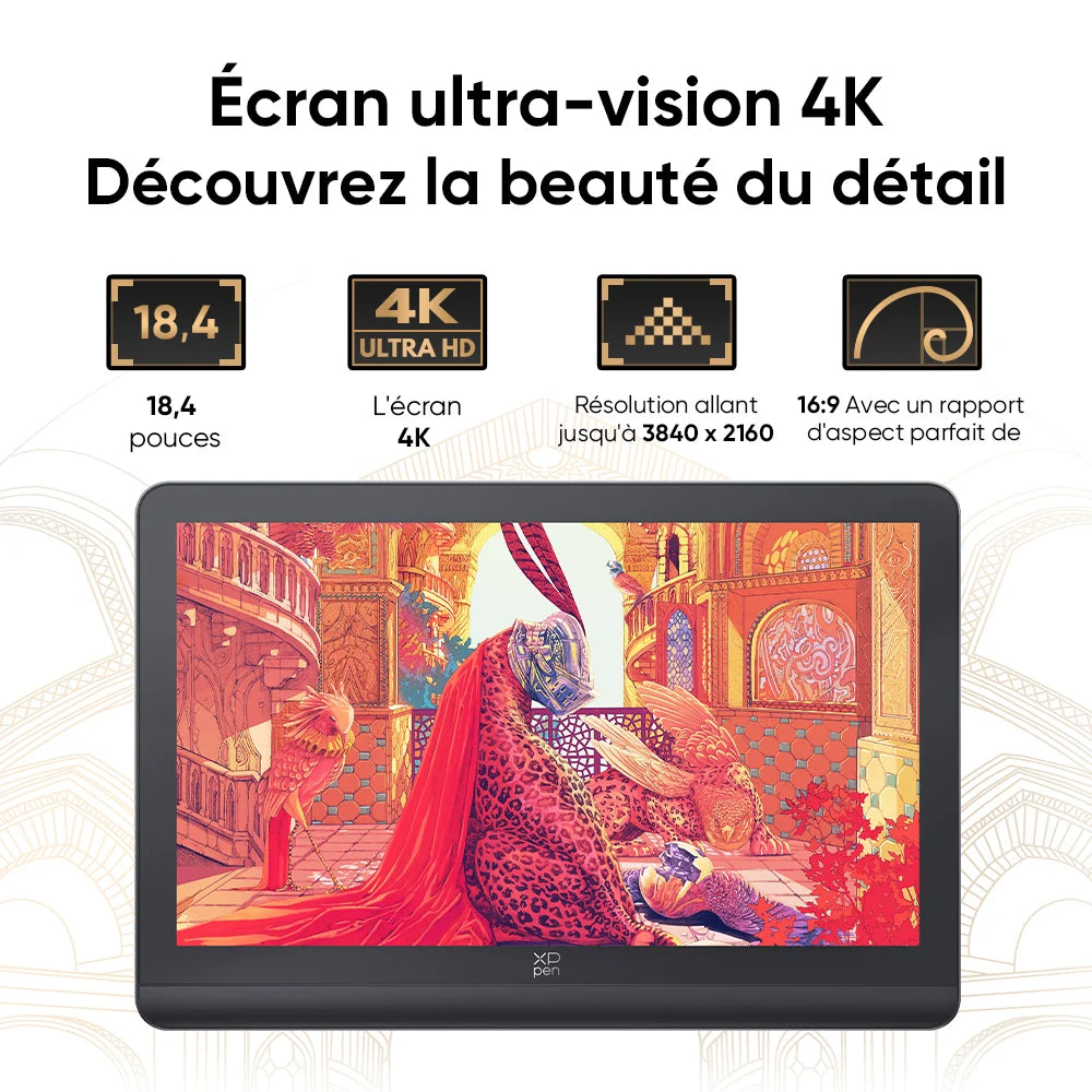 XPPen Artist Pro 19 Gen 2 – Écran Graphique 4K 18,4" | 99,8% sRGB | Stylets X3 Pro