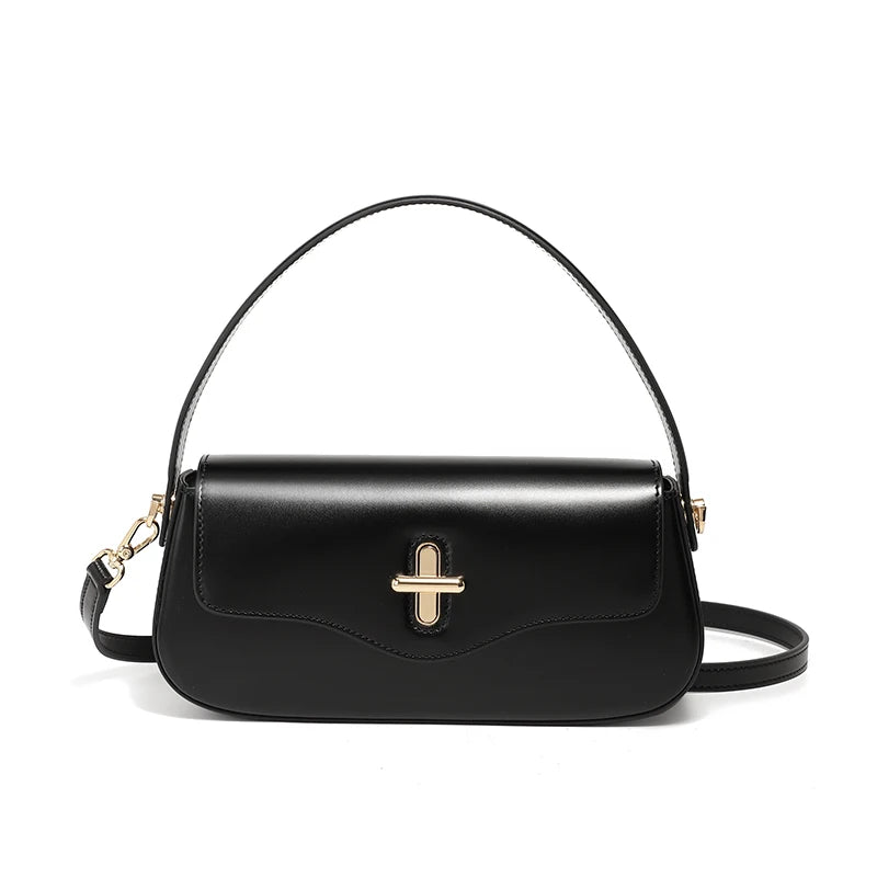 Sac Baguette Femme en Cuir Véritable – Sac Épaule Luxe Designer | 4 Coloris | Noir, Claret, Caramel, Café