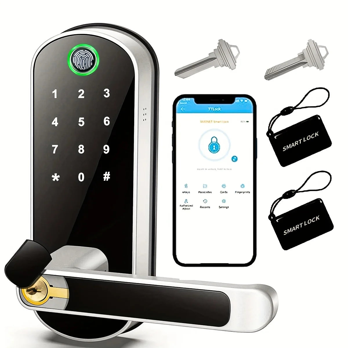 Serrure Connectée Empreinte Digitale L.AOL.AU B05 – WiFi, NFC, Tactile, IP67, 5-en-1