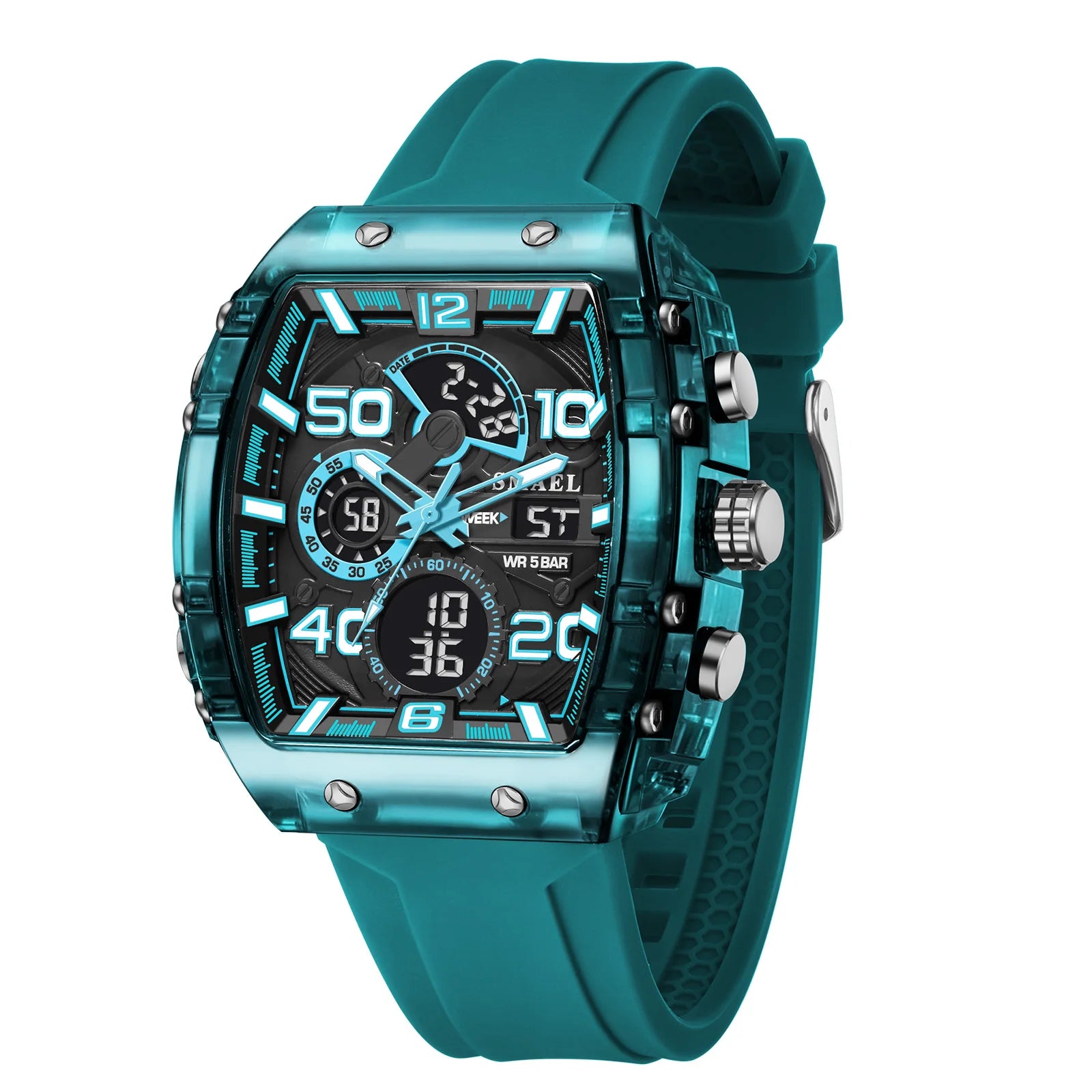 SMAEL Montre Sport Homme Double Affichage Digital Analogique Chrono LED 50mm Étanche – CLEVI Paris