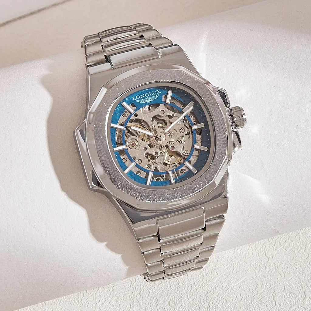 LONGLUX 8057G Montre Homme Automatique Squelette Bracelet Acier Inox Verre Hardlex 3 ATM Luxe 7 Coloris – CLEVI Paris