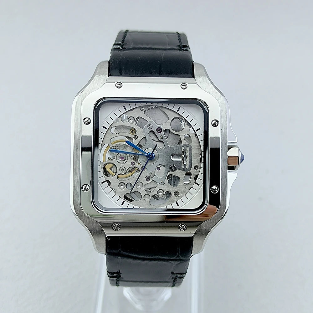 Montre Homme Automatique NH70 38mm – Boîtier Carré Acier 316L Verre Minéral Étanche Bracelet Plié – CLEVI Paris