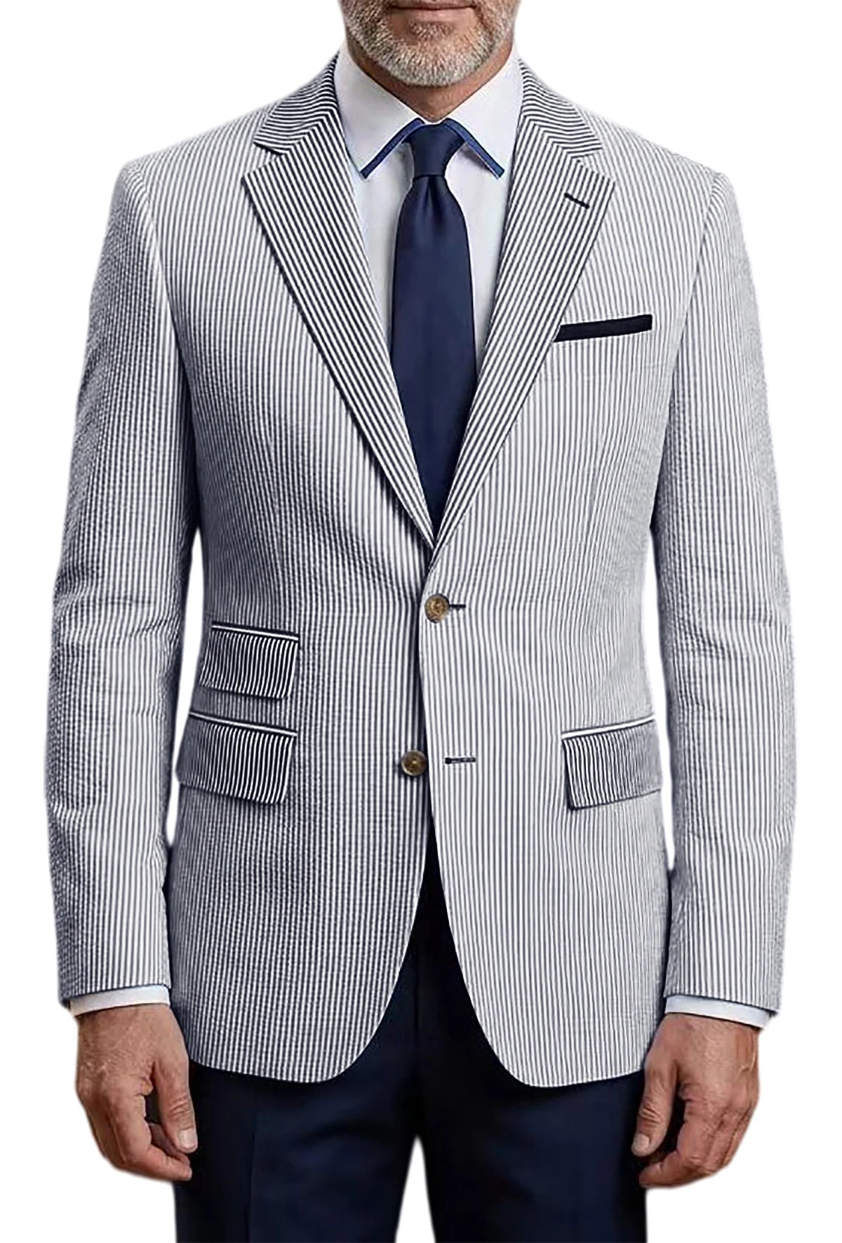 Blazer homme rayé en seersucker – CLEVI Paris