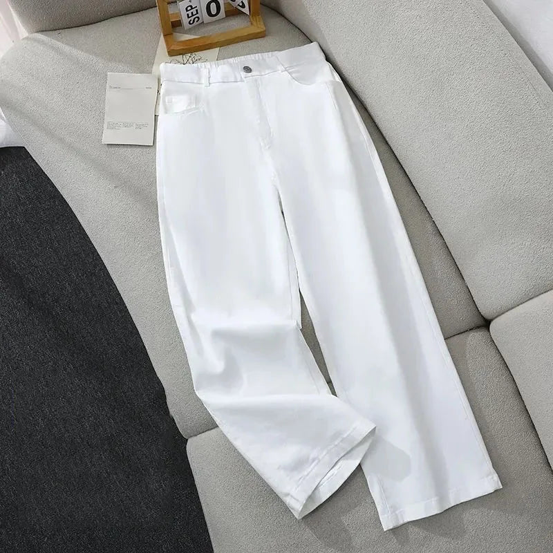 Jean Femme Taille Haute Wide-Leg Harem Denim Fin Casual Été 7 Coloris – CLEVI Paris