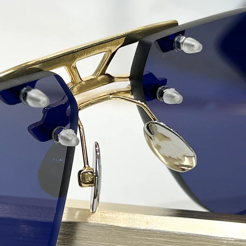 Lunettes de Soleil Sans Monture Double Bridge UV400 – Carrées, Alliage, Unisexe – CLEVI Paris
