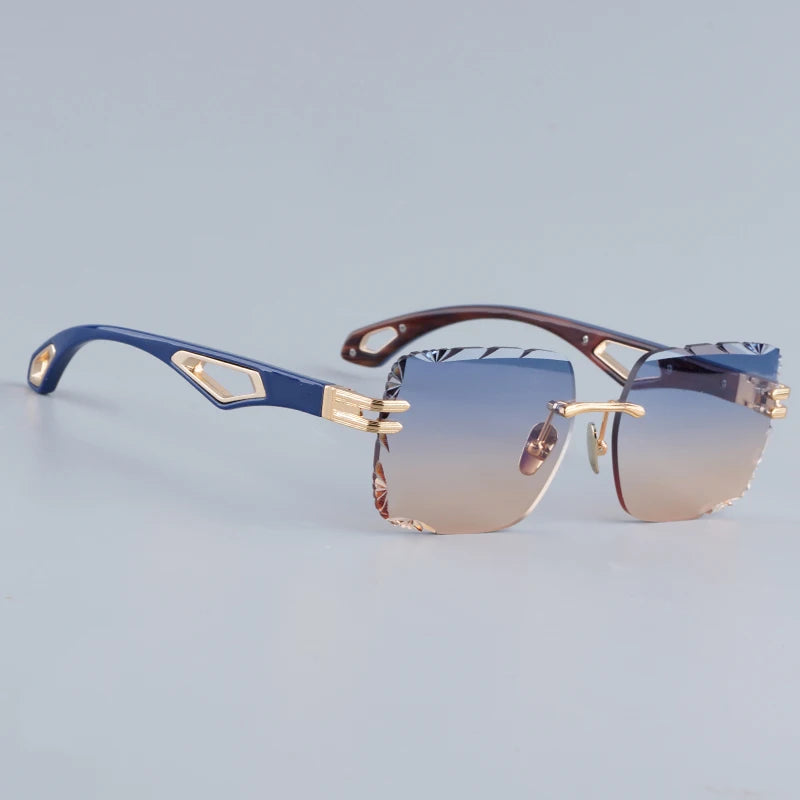 Lunettes de Soleil Homme Homotati Z154 – Sans Monture Acétate Artisanal Taillé Diamant UV400 – CLEVI Paris