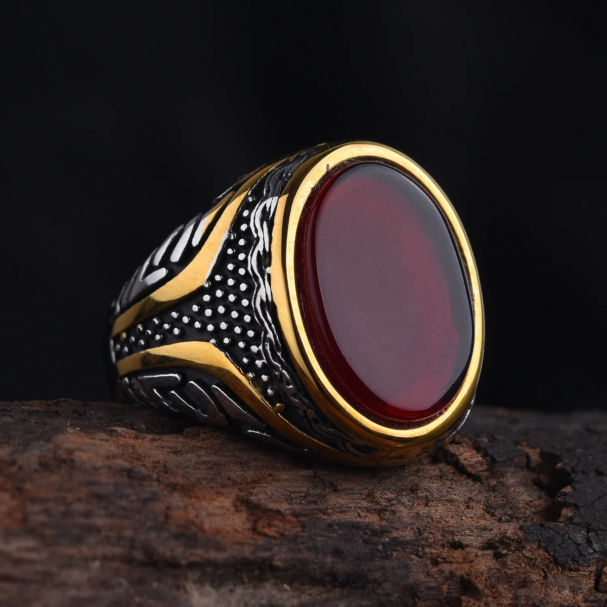 Bague Homme Pierre Acier Inoxydable Vintage – CLEVI Paris
