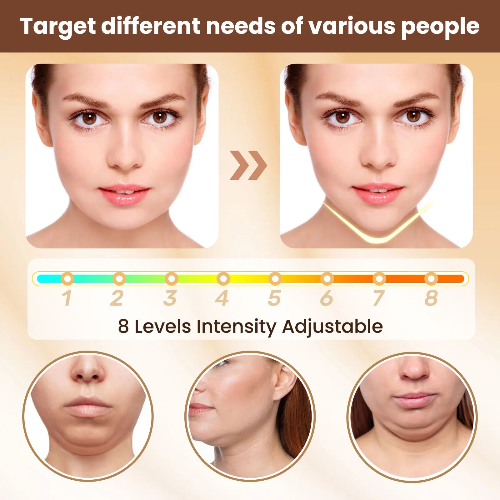 Appareil Lifting Visage EMS V-Face | 6 Modes, 8 Niveaux & Double Menton